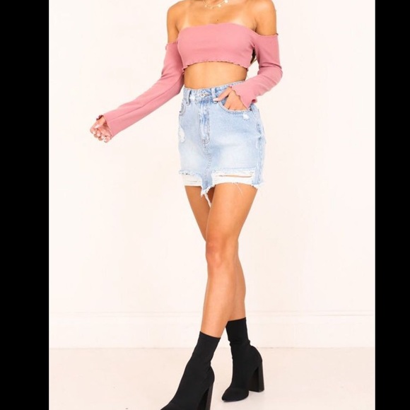 SHOWPO Denim Skirt Light Wash - Picture 2 of 7